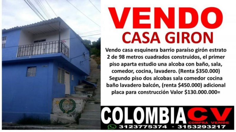 Casa en Venta en paraiso Girón, Santander