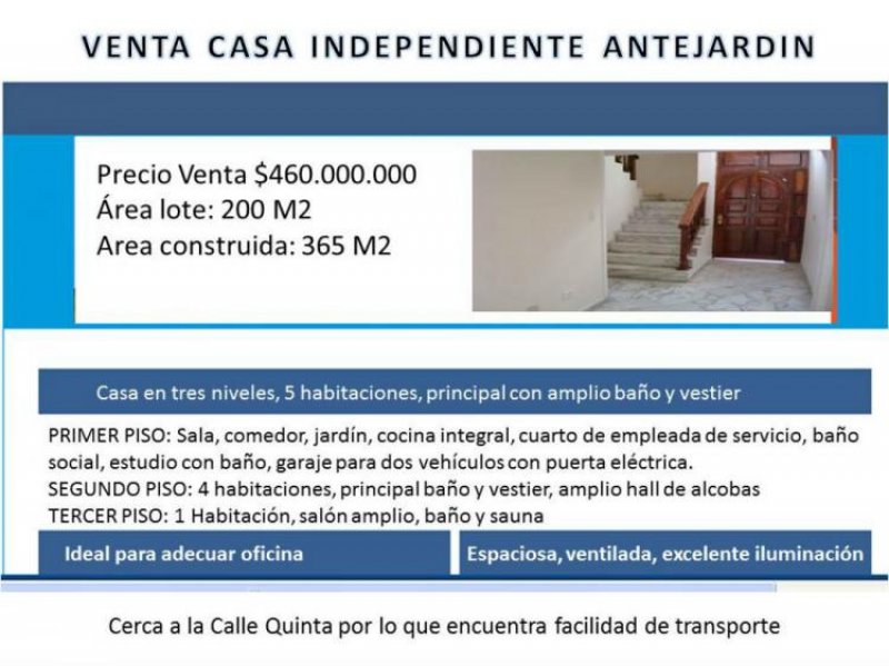 Foto Casa en Venta en Antejardin, Cali, Valle del Cauca - $ 450.000.000 - CAV80466 - BienesOnLine